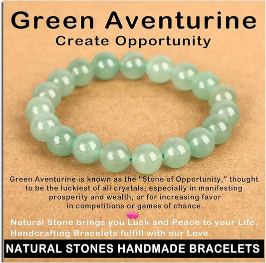 AD Beads Handmade Gemstone Stretch Elastic Bracelet Crystal Healing Reiki Nature's Beauty and Spiritual Essence Unisex