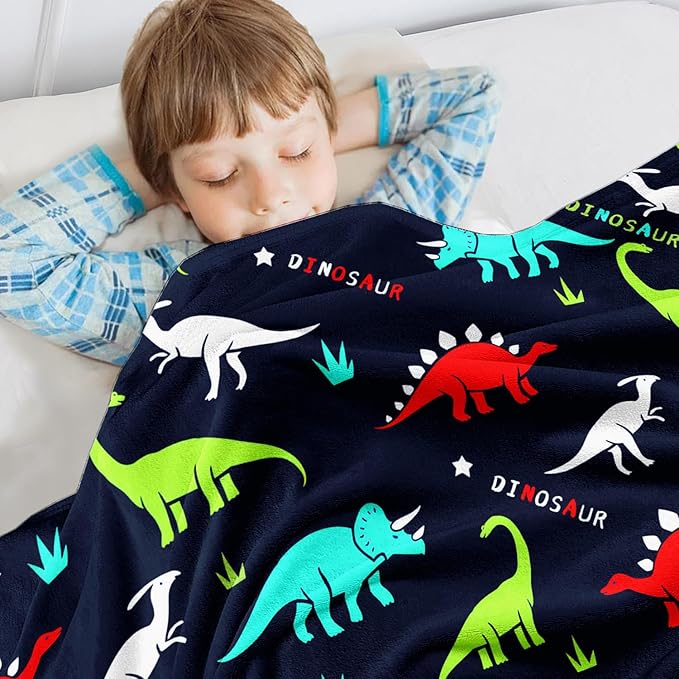Wajade Dinosaur Blanket for Boys Soft Fleece Thorw Kids Dino Blanket for Couch Sofa Bedroom Warm Blankets Birthday Gifts for Kids Boys Teen 50"x60"