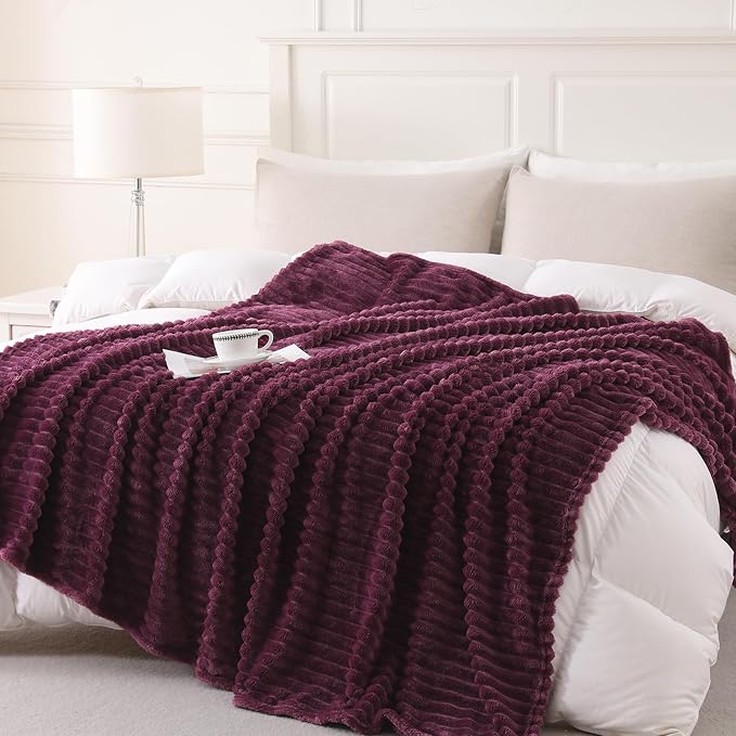 Amaranth Purple Throw Blanket for Couch Sofa 60”x80” Striped Design