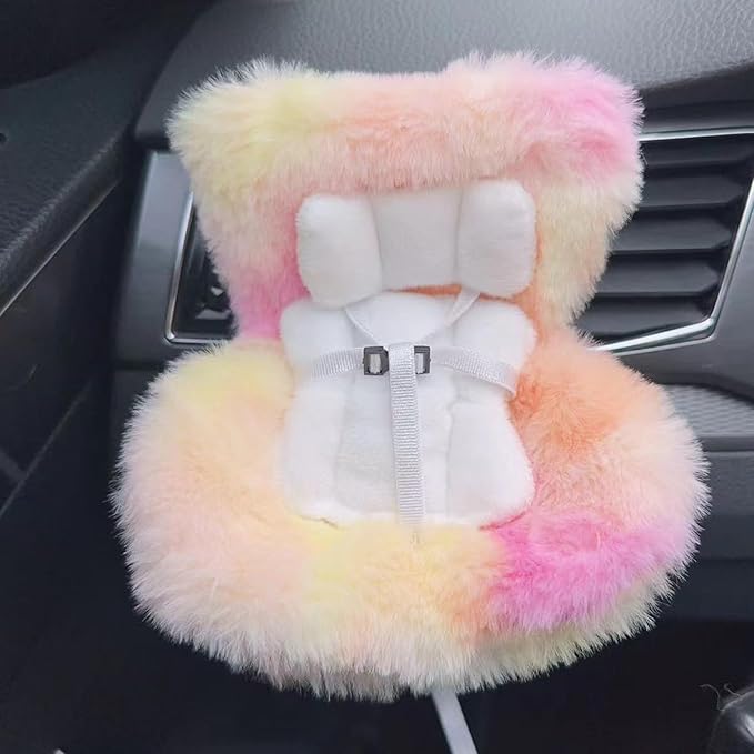Doll Car Seat for 17cm Dolls with Air Vent Clip and Desktop Stand, Cute and Functional Car Ornament for Blind Box Doll Fans, Collectors (Tropical Sunset Blend)