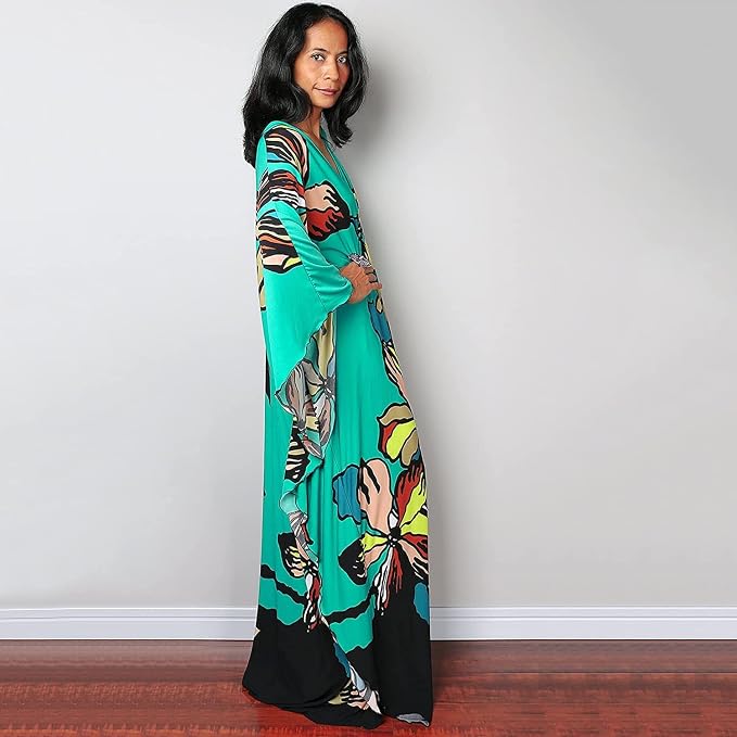 Venasha Womens Caftan Floral Print Kaftan Dress Short Sleeve Swimsuit Cover up Loungewear for Summer
