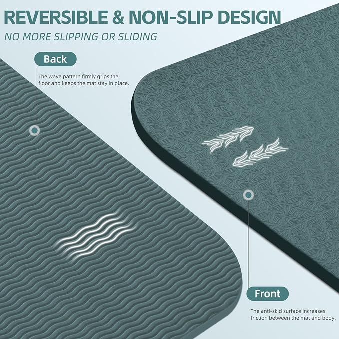 PAIDU Large Yoga Mat, 72" x 36" x 2/5"（10MM） Thick Non-Slip Exercise Mat, SGS-Certified POE Material, Ideal for Home Gym, Yoga, Pilates, Fitness Workouts & Floor Mat