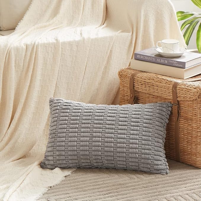 Fancy Homi 4 Packs Decorative Throw Pillow Covers for Living Room Couch Bed, Modern Farmhouse Boho Home Décor Accent Cushion Case, 20" x 12", Gray