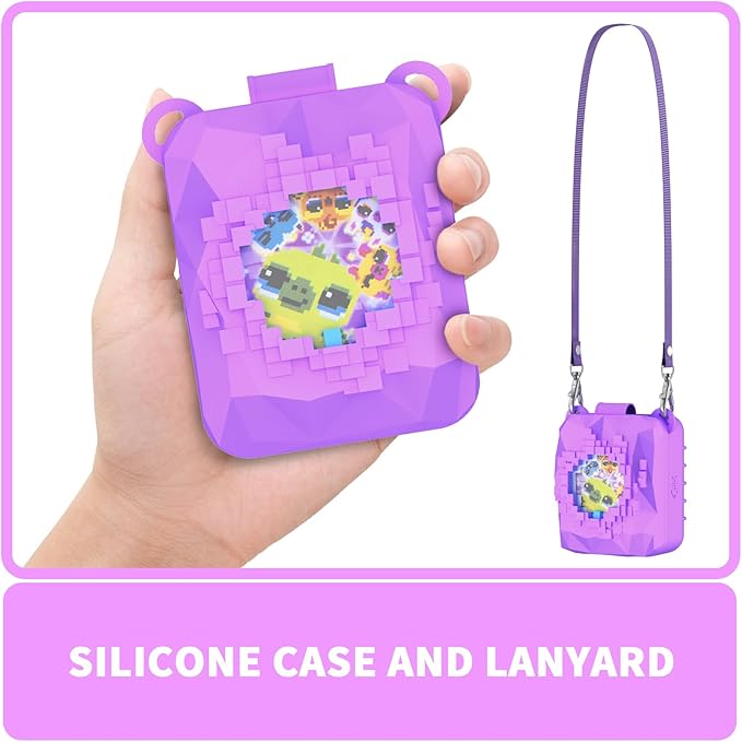 Soft Silicone Case for Bitzee Magicals Interactive Toy Digital Pet, Shockproof and Protective Carrying Case for Bitzee Magicals Virtual Electronic Pets with Lanyard (Light Purple)