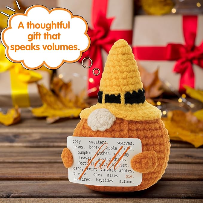 Fall Pumpkin Gnome Decor, Halloween Witch Hat Design, Features Cozy Autumn Elements Like Sweaters & Apple Cider, Perfect Handmade Crochet Plush for Thanksgiving Warm Harvest Vibes Display
