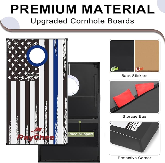 LED Cornhole Set, 3 x 2ft / 4 x2 ft Cornhole Board Game Set, Corn Hole Outdoor Game, Multi-Design with Light-Up Border, 8 Bean Bags, Carrying Case for Backyard, Beach, Lawn