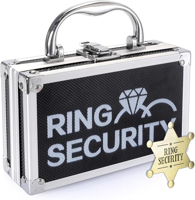 Ring Security Wedding Ring Bearer Case Adventure Set - 7.09" Box Suitcase with Metal Badge | Ideal for Bearer Gifts, Themed Parties & Spy Game Treasure Storage (Black)