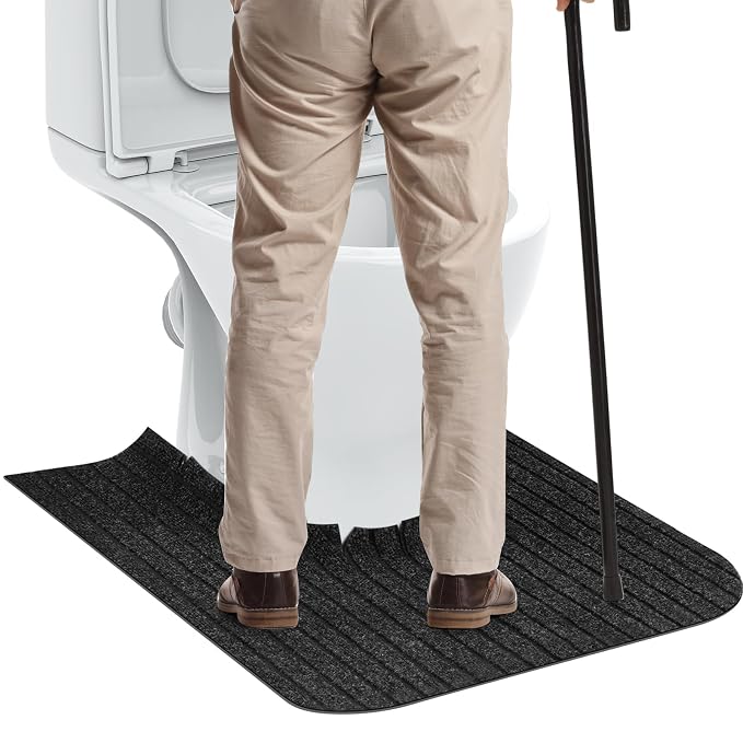 Round Commode Potty Training Mats for Boys, Toilet Training Mats, Potty Training Toilet Rugs, Toilet Rugs u Shaped,Toilet mats for Bathroom,Machine Repeatedly Washable(4 Pack, Black)