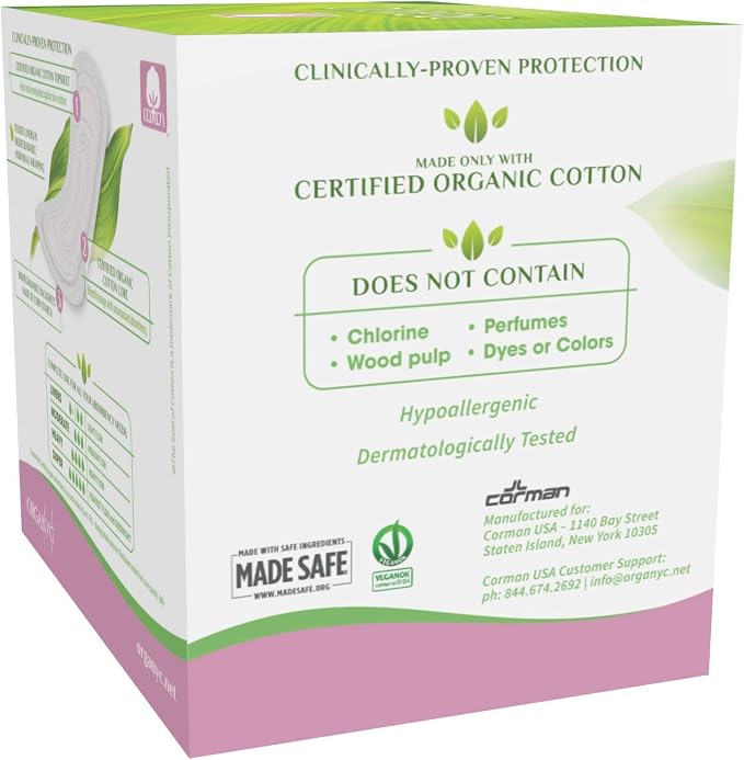 ORGANYC Hypoallergenic 100% Organic Cotton Panty Liners, 24-count Boxes (Pack of 2)
