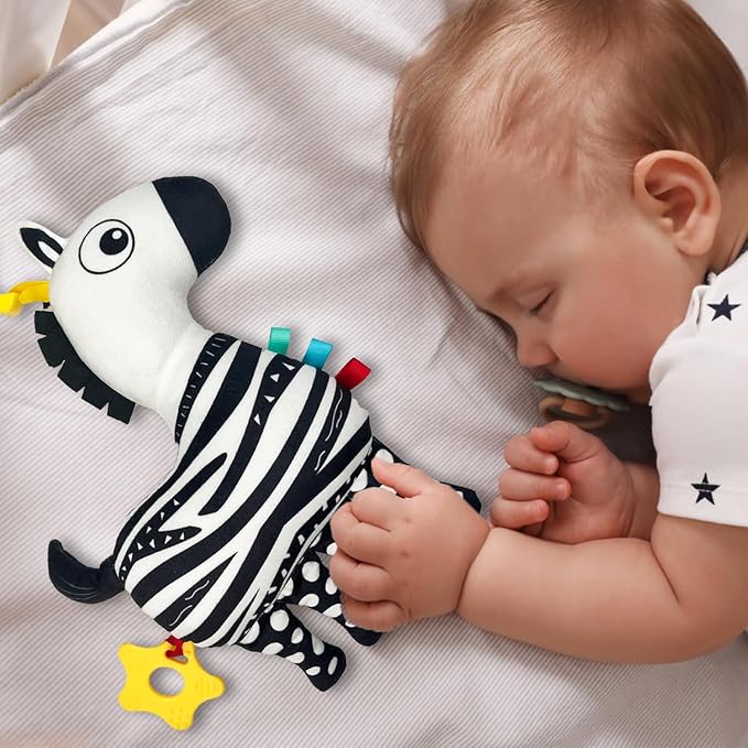 Baby Hanging Toys, Plush Animal Stuffed Sensory Toys for Carseat Stroller Car Seat Crib Play Gym, Baby Toys for 0 3 6 9 12 Months, Baby Boys and Girls Gift (Zebra)