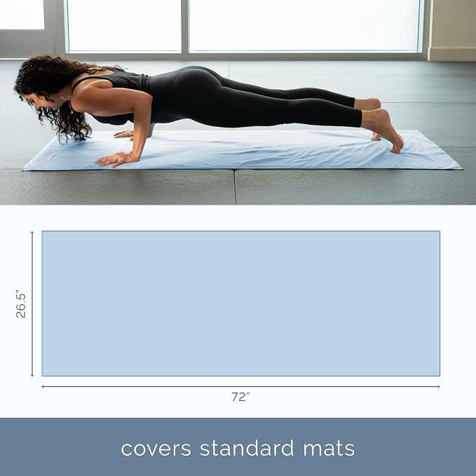 S&T INC. Aura Yoga Mat Towel, Quick Dry Towel, Soft and Absorbent for Gym, Pilates, and Hot Yoga Mat, 1 Pack, 26.5 inches x 72 inches, Microfiber, Blue