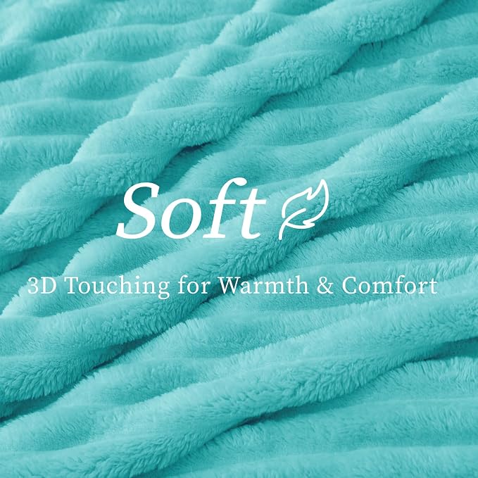 BEDELITE Ribbed Twin Blanket for Couch & Bed, Aqua, 60"x80" | Ultra-Soft Plush Fleece, Cozy, Warm Yet Lightweight, Ribbed Texture, Home Decor, Machine Washable, Giftable, All-Season Use