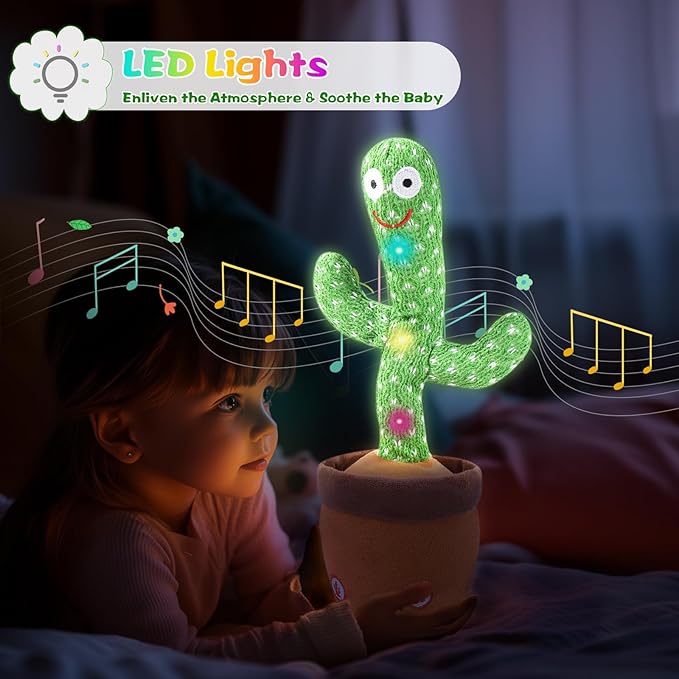 LUKETURE Dancing Talking Cactus Toy for Babies & Toddlers - 120 English Songs, Singing Mimicking Recording Repeating, Educational Sensory Music Toy | Kids Birthday/Children’s Day Gift for Boys & Girls