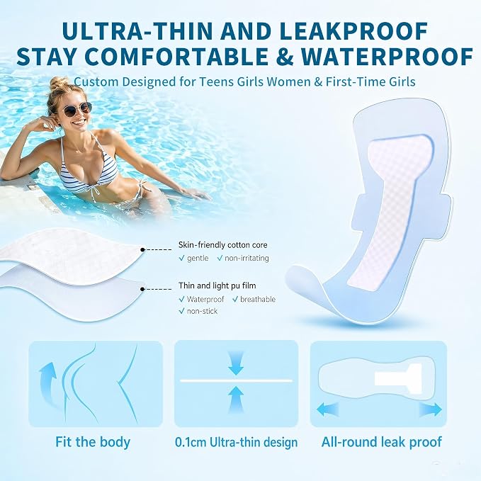 Waterproof Pads for Swimming，Swimming Private Stickers for Women | Skin-Friendly Private Area Protection | Dirt Prevention for Swimming & Daily Activities | 7-Pack（5.9 * 16.5in）