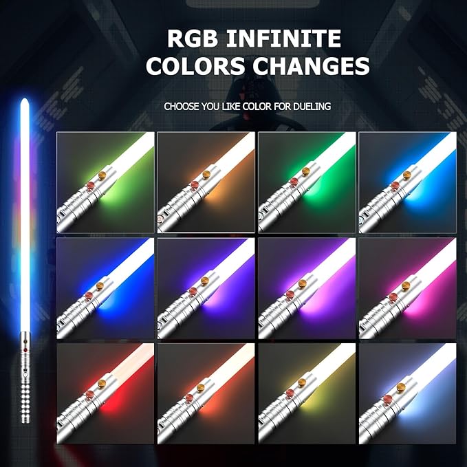 CVCBSER Upgrade App Control Dueling Lightsaber, Motion Control 34 Sets Sound Effects 12 Light Effects and 16 Colors Changeable, Premium Metal Light Saber for Adults Kids