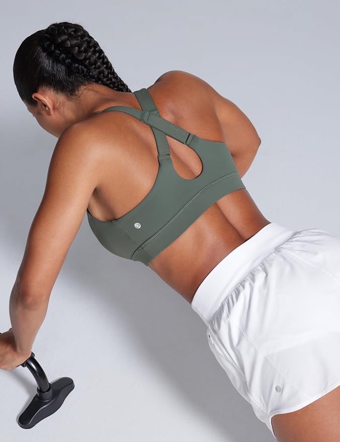CRZ YOGA Butterbreeze Criss Cross Back Sports Bras for Women - V Neck Adjustable Straps Padded Workout Training Crop Top