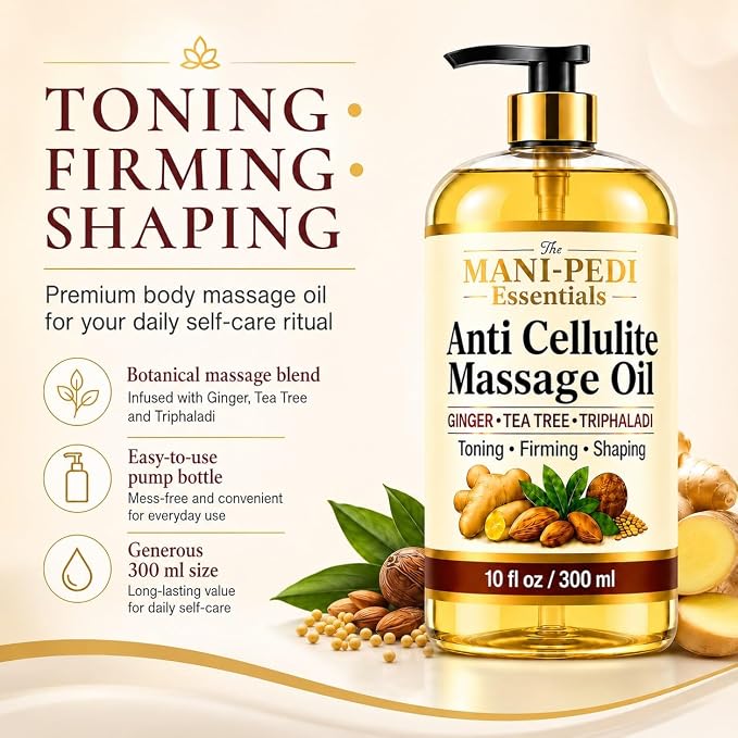 TMPE Anti Cellulite Body Oil - Visibly Tones, Firms & Shapes with Ginger, Tea Tree & Natural Herbs | Non-Greasy, Skin Tightening Formula | 10 Fl Oz