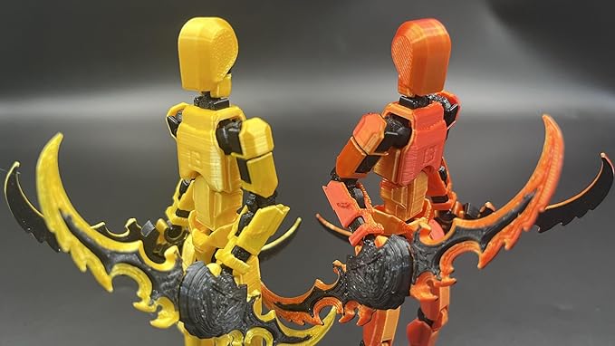 T13 Dummy Action Figure Set (Assembly Completed), 3D Printed Multi-Jointed Movable Titan 13 Lucky 13 Mobile Robot, Nova 13 Action Figures Desktop Decorations for Game Lovers Toy (Gold Pink