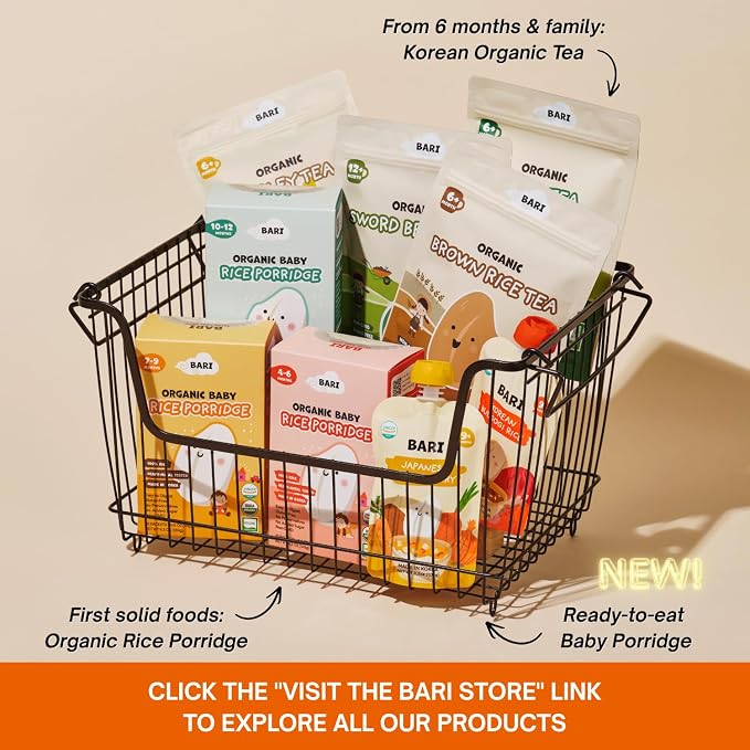 BARI Organic Baby Barley Tea – Baby Tea for the Whole Family | Korean Boricha, Caffeine-Free, No Sugar, Heavy Metal Tested | 20 Tea Bags