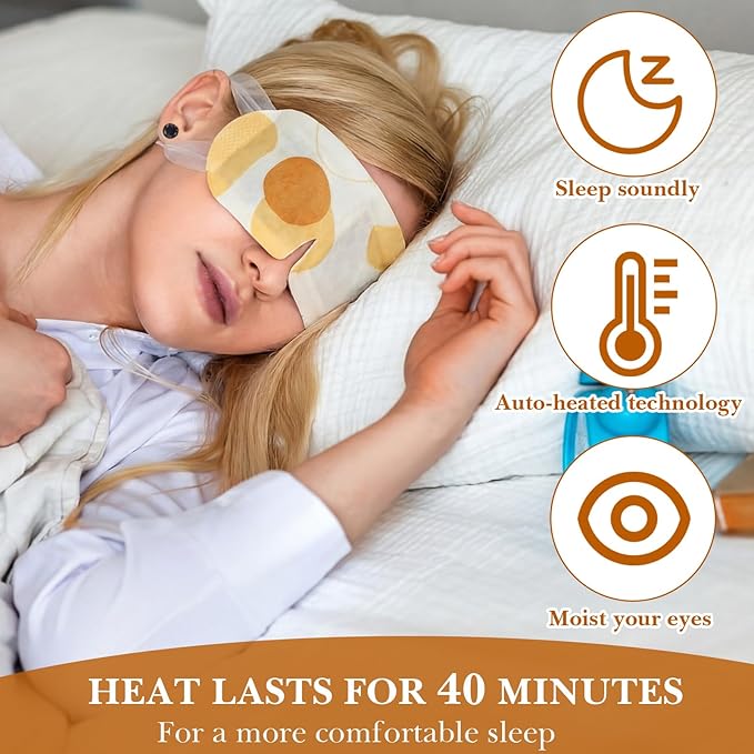 100 Pcs Self Heated Steam Eye Masks Disposable Self Heating Eye Mask Bulk Steam Mask Warm Compress Gifts for Home Office Travel Warm Sleep Supplies(Yellow)