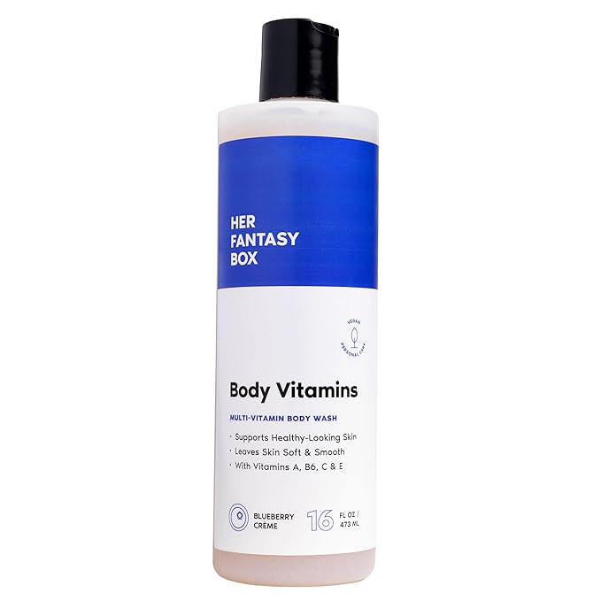 Her Fantasy Box | Body Vitamins Moisturizing Body Wash – Multi-Vitamin Cleanser with Vitamins A, B6, C & E, Hydrating & pH Balanced, Vegan & Cruelty Free, 16 oz