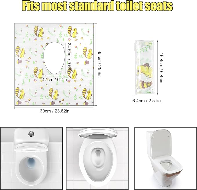 Disposable Toilet Seat Covers 20 Pack - Extra Large Waterproof Potty Covers for Public Restroom & Potty Training, Travel Must Haves & Airplane Essentials, Non-Slip