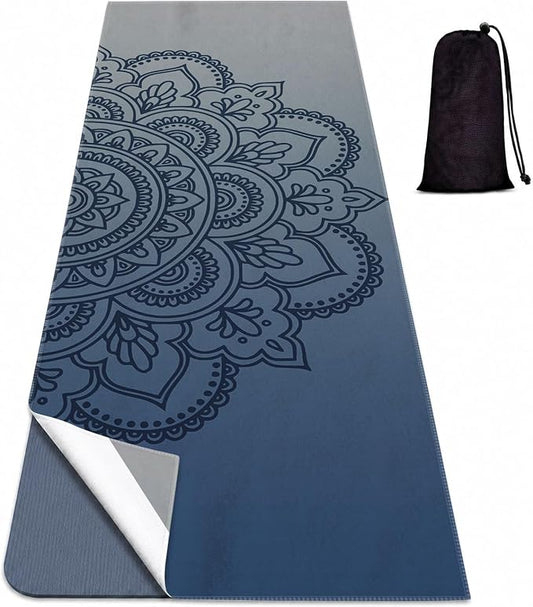 Yoga Mat Towel, Hot Yoga Non Slip with 4 Corner Pockets, 70 x 26 in | Soft Absorbent Microfiber With Four Corner Pockets, Fits Over Yoga Mats For Hot Yoga, Pilates, Gym, And Travel