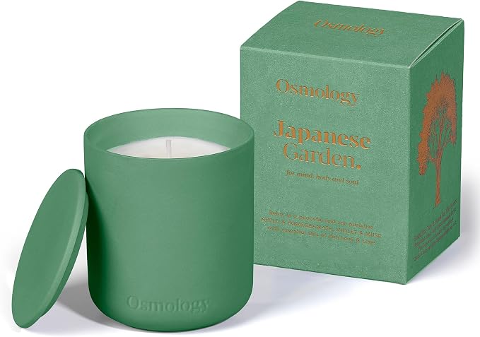 Japanese Garden Aromatherapy Candle – Apple, Pomegranate & Musk Scented Candle, Plant-Based Wax, 9.8 oz, 50 Hour Burn Time, Fresh & Fruity Candle