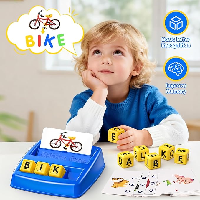 HahaGift Educational Toys for 3-5 Year Old Boy Girl Gifts, Matching Letter Learning Games Activities, Ideal Christmas Birthday Gift for Toddler Kids Age 3 4 5 6 7 Year Olds Boys Girls