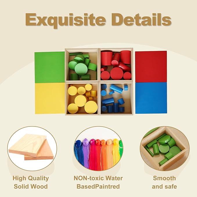 MONTESSORI OUTLET Knobless Cylinders (Set of 4) for 3-6 Years Montessori Education at School and Home