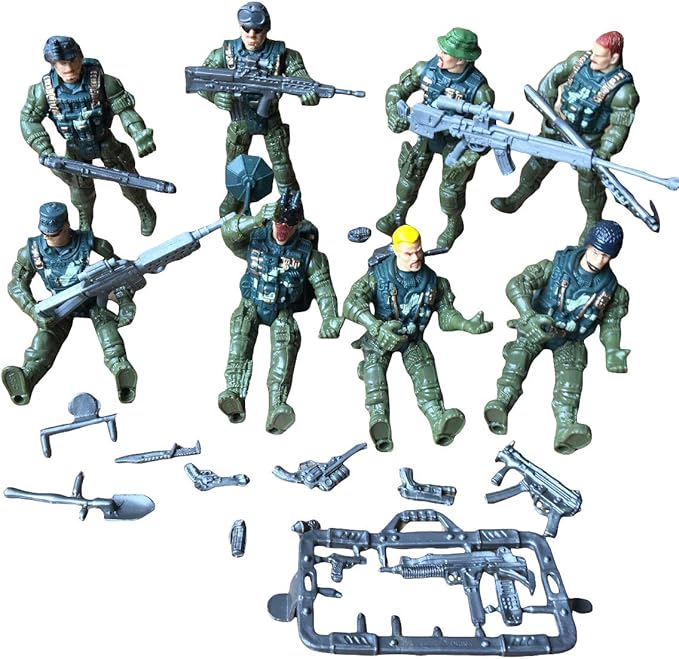 Soldier Action Figure Army Men with Weapon Accessories/ SWAT Team Figure Military Playset，Great for Christmas, Birthday, Set of 6/8