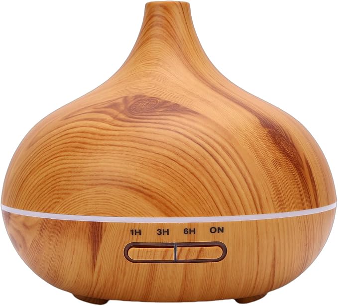 ZJchao Aromatherapy Diffuser Humidifier Silent Wood Grain USB Essential Oil Diffuser with Remote Control 550ml for Home Office Bedroom