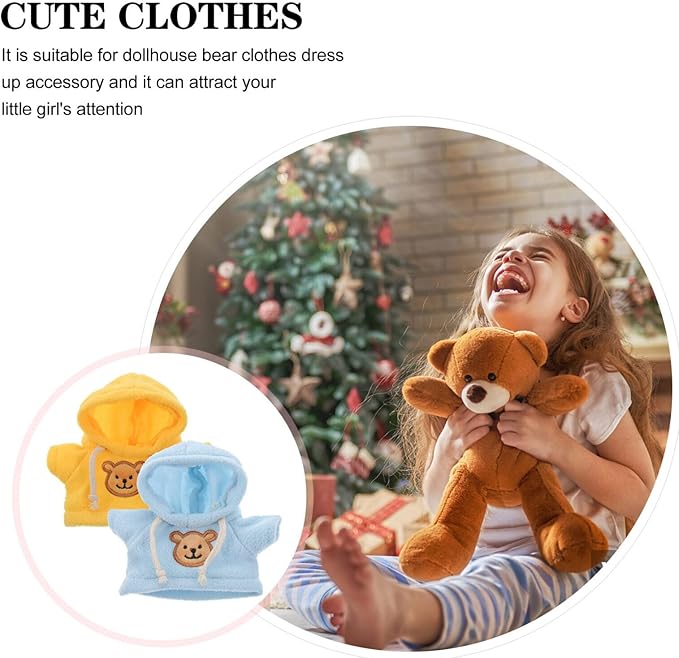 Toyvian 2pcs Small Plush Bear Doll Costume Outfit Girl Boy Plush Doll Hooded Sweater Clothes Cute Stuffed Animal Outfit Clothing for 6-8 Inch Bears