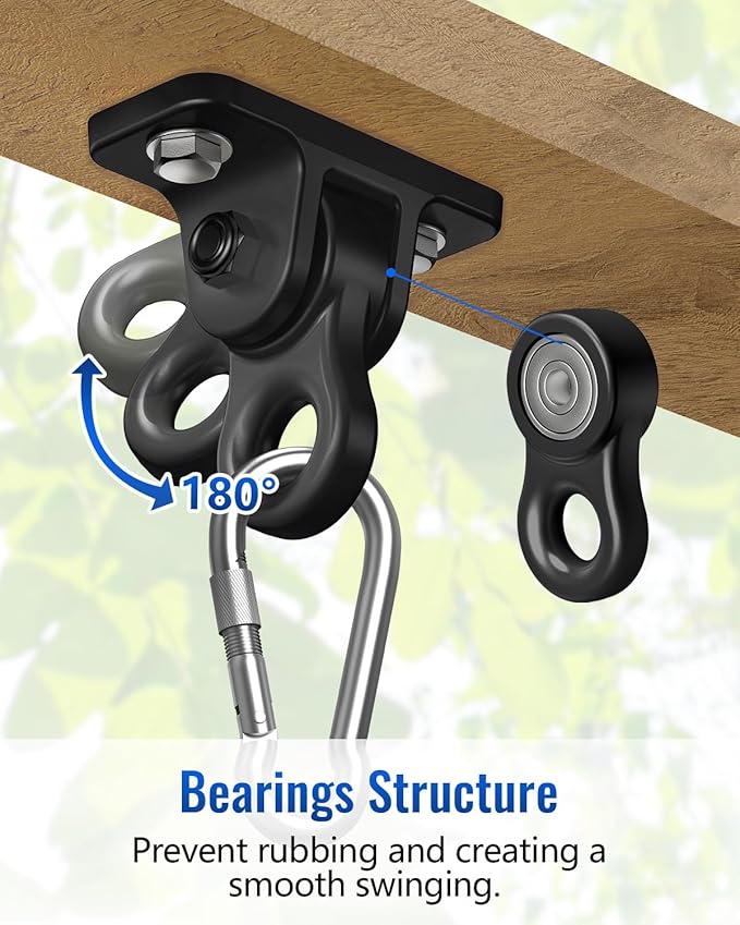 Heavy Duty Swing Hangers Hardware Included-Corrosion Resistant Alloy Steel 5000+ lb Capacity for Wooden Porch Swings,Aerial Yoga Chairs,Playgrounds,Trapeze&More-Indoor Outdoor-Set of 4,Black