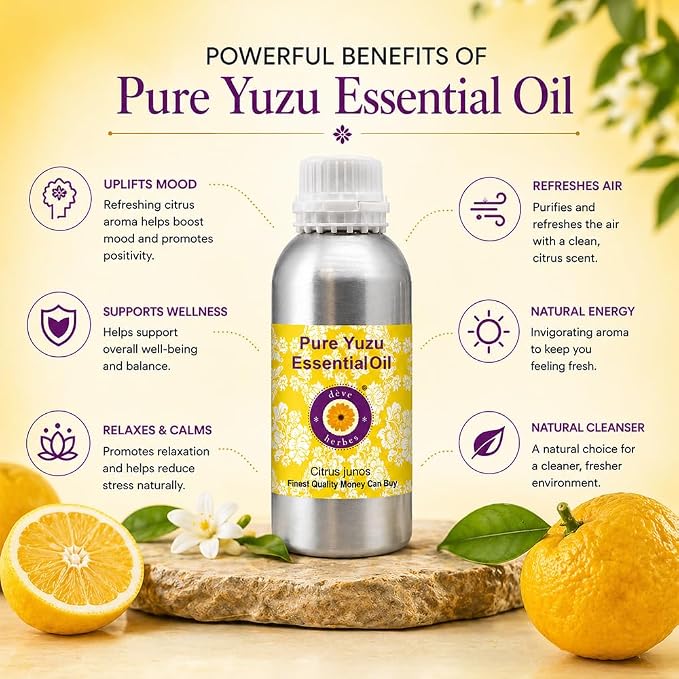 Deve Herbes Pure Yuzu Oil (Citrus junos) Cold Pressed 300ml (10 oz)