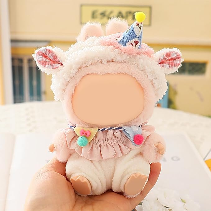 Clothes for Doll, 15/17cm Doll Clothes Set Suitable for Dolls Accessories - Lamb Hat + Bib + Halter + Pants (NO Doll),Lamb