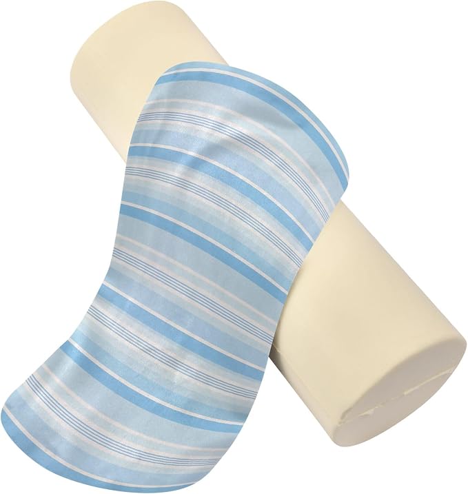 Bolster Pillow Spa Neck Roll Pillows for Bed Long Round Pillows for Bed Cylinder Neck Pillow Back Support Light Blue Stripe