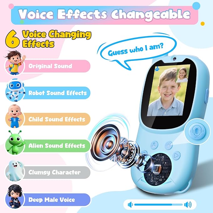 Video Walkie Talkies for Kids, Facetime Walkie Talkies Toys for Age 3-12 Boys Girls, HD Camera & Voice Changer 1000FT Long Range Recharge Kids Valentines Easter Gifts Indoor Outdoor Camp (Blue+Pink)