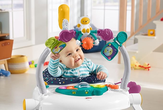 Fisher-Price Baby Jumperoo Baby Bouncer and Activity Center with Lights and Sounds, Astro Kitty SpaceSaver