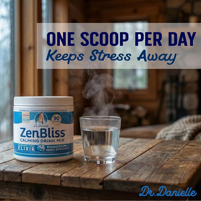 Zenbliss Calming Magnesium Drink Mix for Relaxation & Muscle Comfort – Magnesium Powder Supplement for Stress Support – By Dr. Danielle
