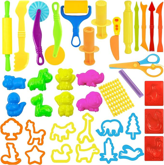 Playdough Tools Set, 38 Pcs Play Dough Sets for Kids Ages 4-8, Creative Play Dough Accessories with Clay Cutters, Roller, Molds, Safety Scissors, Educational Toys for Boys Girls