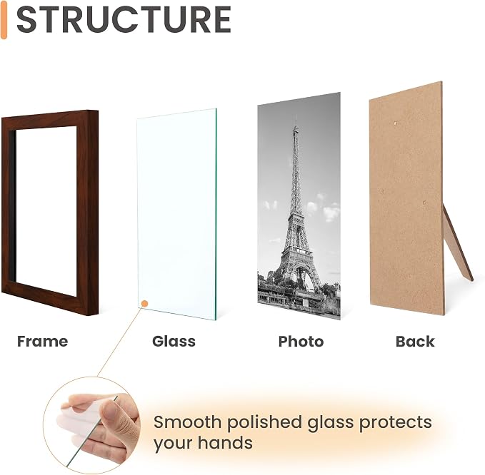 upsimples Certificate Frame, 8.5 by 11 Glass Diploma Frames, 5 Pcs Mahogany | Displays 8.5x11 Document and Degree, Graduation Gift for Wall or Tabletop Decor, High-definition Glass