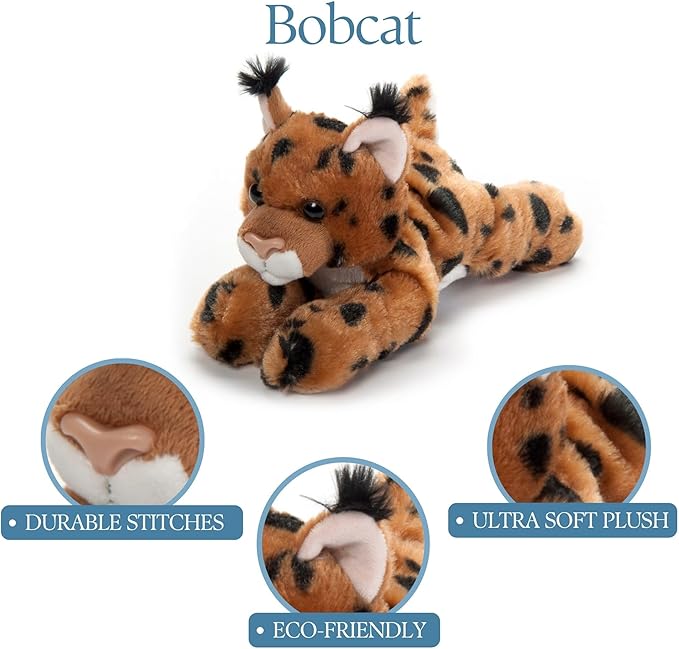 The Petting Zoo Bobcat Stuffed Animal Plushie, Gifts for Kids, Scoopz Wildlife Animals, Bobcat Plush Toy, 8 inches