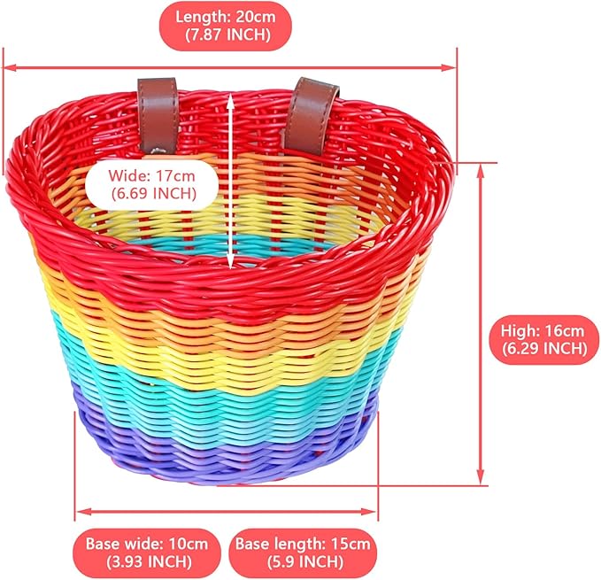 Kids Bike Basket, Wicker Handlebar Bicycle Basket for Girls With Unicorn Necklace, Bell, Streamers, Stickers Decoration Accessories Set