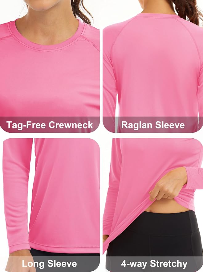 MAGCOMSEN Women's Long Sleeve Shirts UPF 50+ Sun Protection Shirts for Hiking Fishing Workout Rash Guard