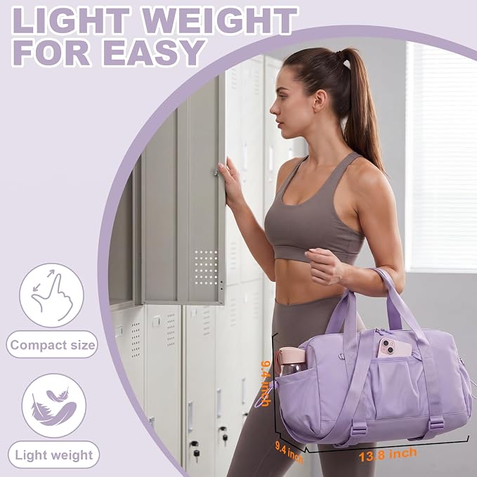 LEDAOU Small Gym Bag for Women, Mini Duffle Bag with Yoga Mat Holder Lightweight Carry On Sports Bag with Separate Shoe Pocket and Wet Pocket Duffel Bags Dance Yoga Workout Bag