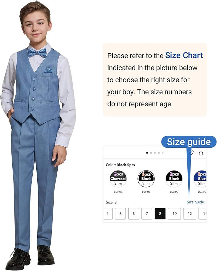 Happy Dolphin Boys Suit Set Modern Fit Kids Suits Adjustable Waist Boys Wedding Outfit for Boy Communion Suits for Boys