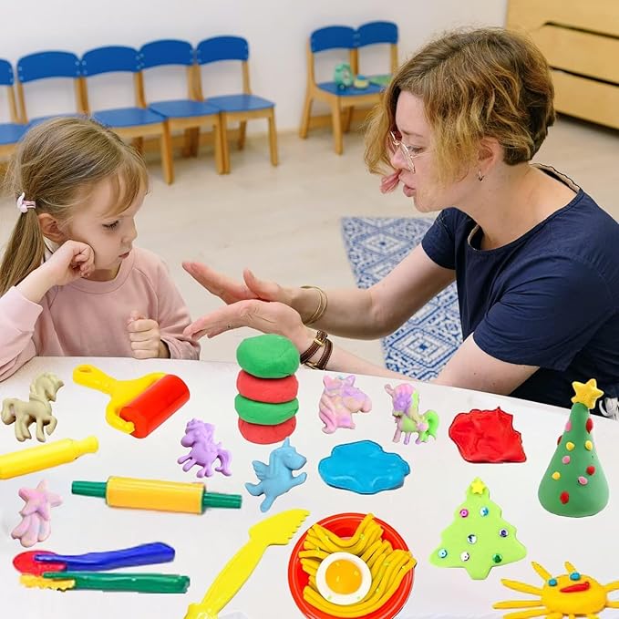 11 Unique Dinosaur Fossil Molds Dough Toys and 12 Unique Dino Molds Dough Toys Accessories Set Whit 5 Bright Color Clays