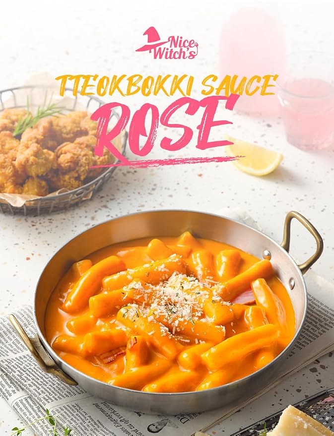Nice Witch's Secret Recipe Korean Rose Tteokbokki Powder Sauce 12 servings – Perfect for Sweet and Spicy Rice Cake Dishes, Easy and Quick to Make, 10.6 oz (300g) / 로제 떡볶이 소스