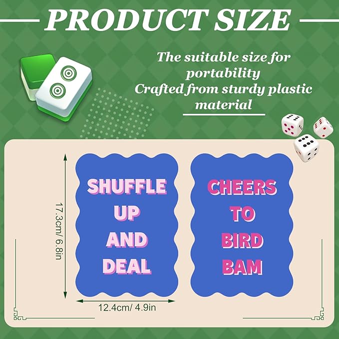 Soulchen 2 Pcs Mahjong Tile Mixer Shufflers for Mixing and Shuffling Tiles Plastic Mahjong Accessories Gifts for Lovers Games Decorative Wavy Edge & Printed Design (Blue Style)